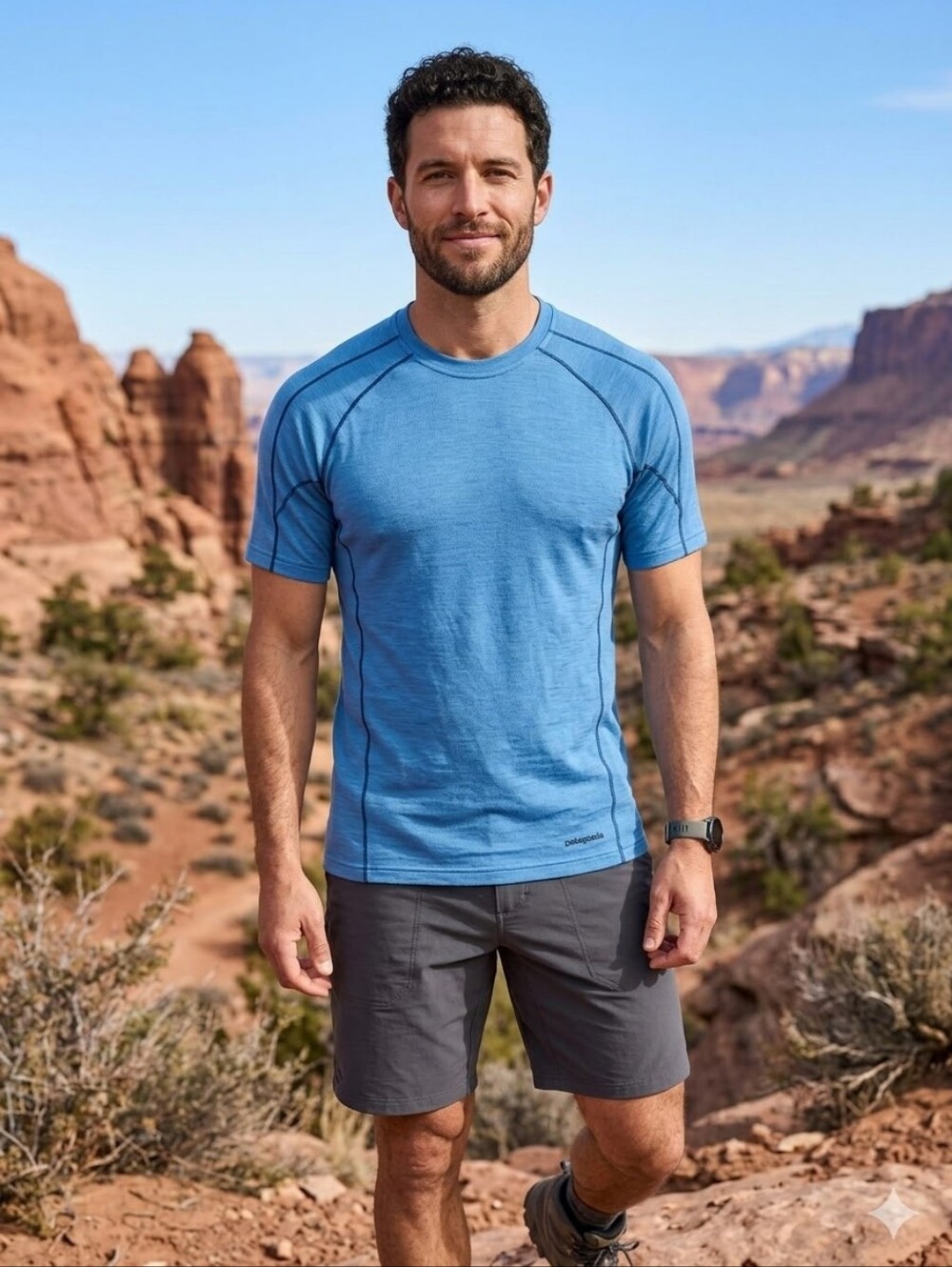 Patagonia Men’s Sky Blue Short Sleeve Tee 80% Marino Wool